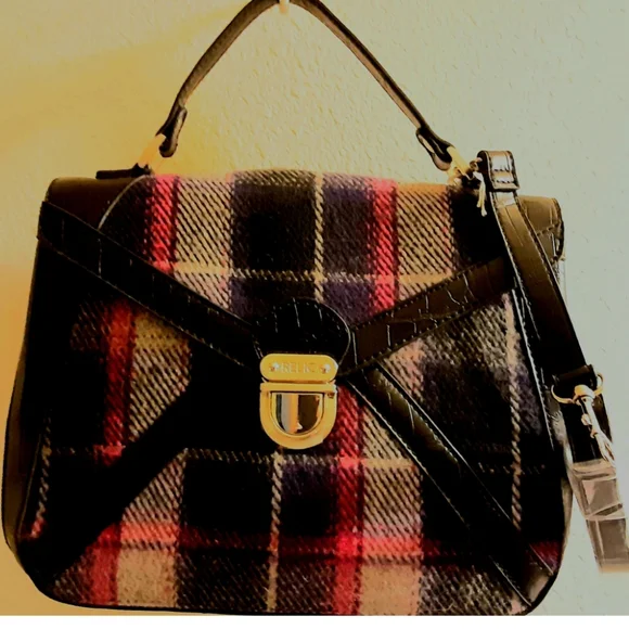 Relic By Fossil Purple Pink Plaid Shoulder & Hand Bag NWOT - Picture 3 of 16